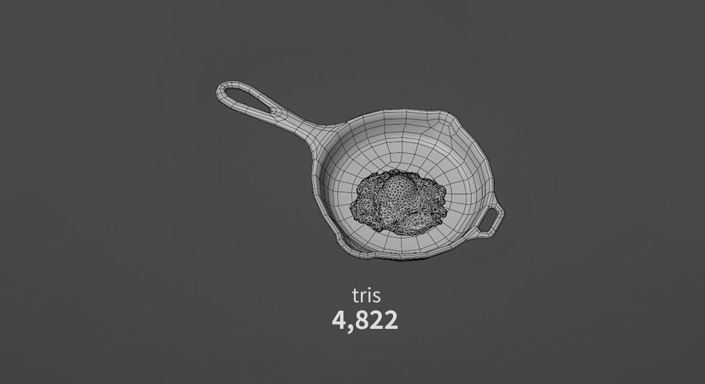 Fried egg Low-poly 3D model_1