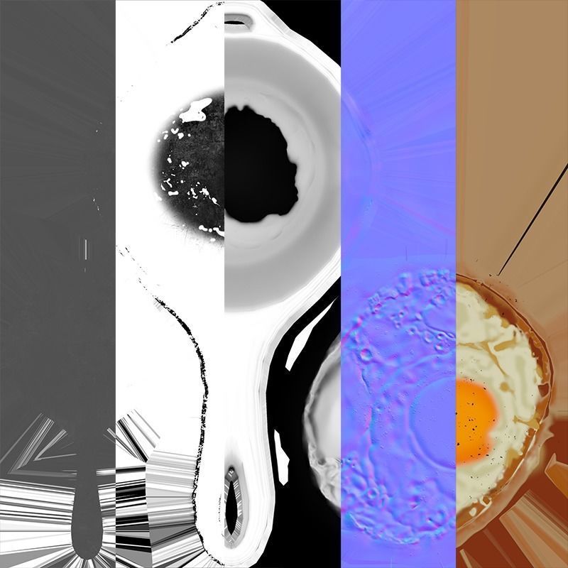 Fried egg Low-poly 3D model_7