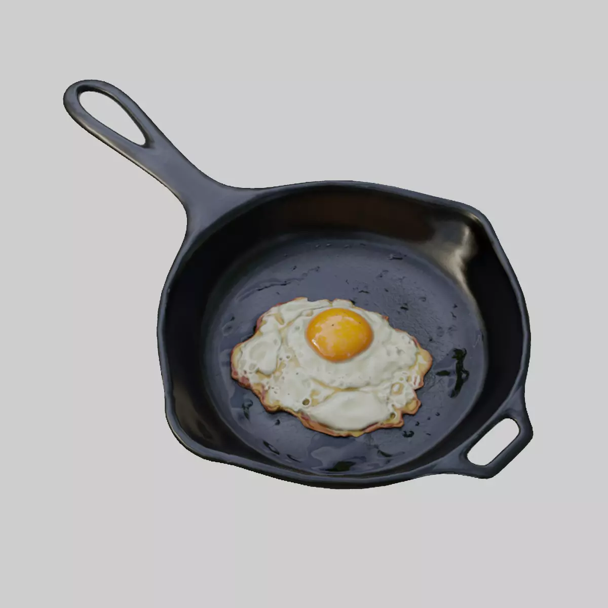 Fried egg Low-poly 3D model_0