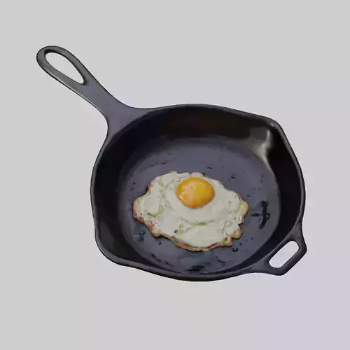 Fried egg Low-poly 3D model