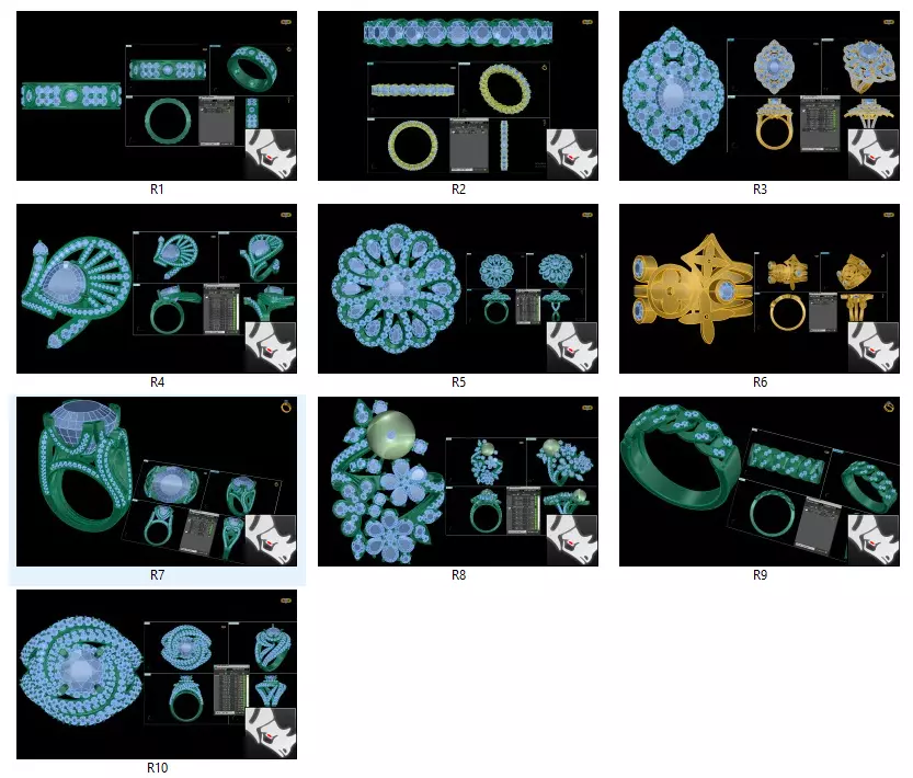 10 Nice Rings 3D printer model 3D print model