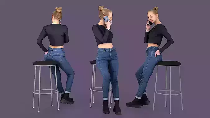 Buttoned Elegance Chit-Chat Chic 3D model
