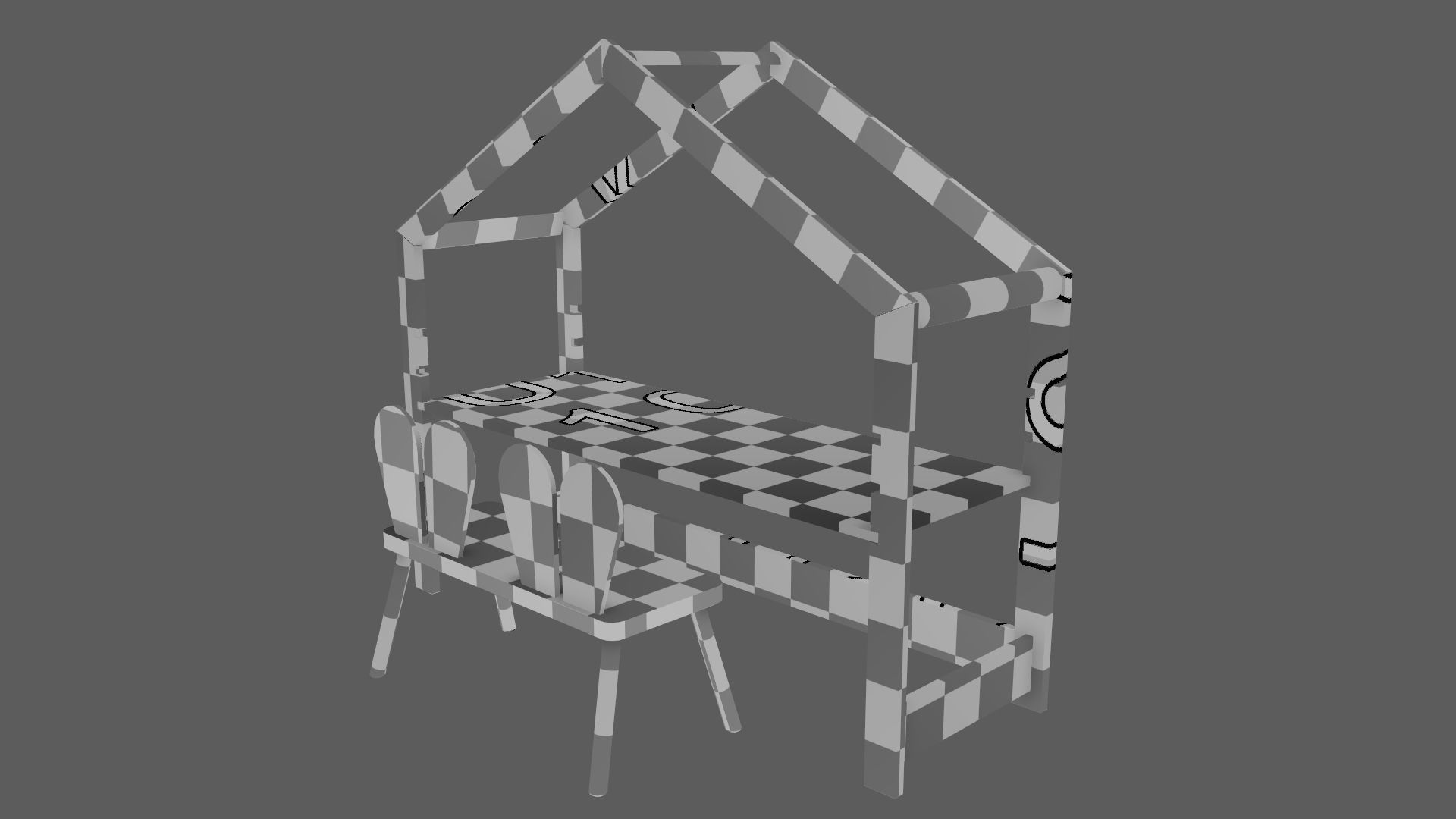 Kid Desk Chair Children Room Playing Room Equipment 3D model_18