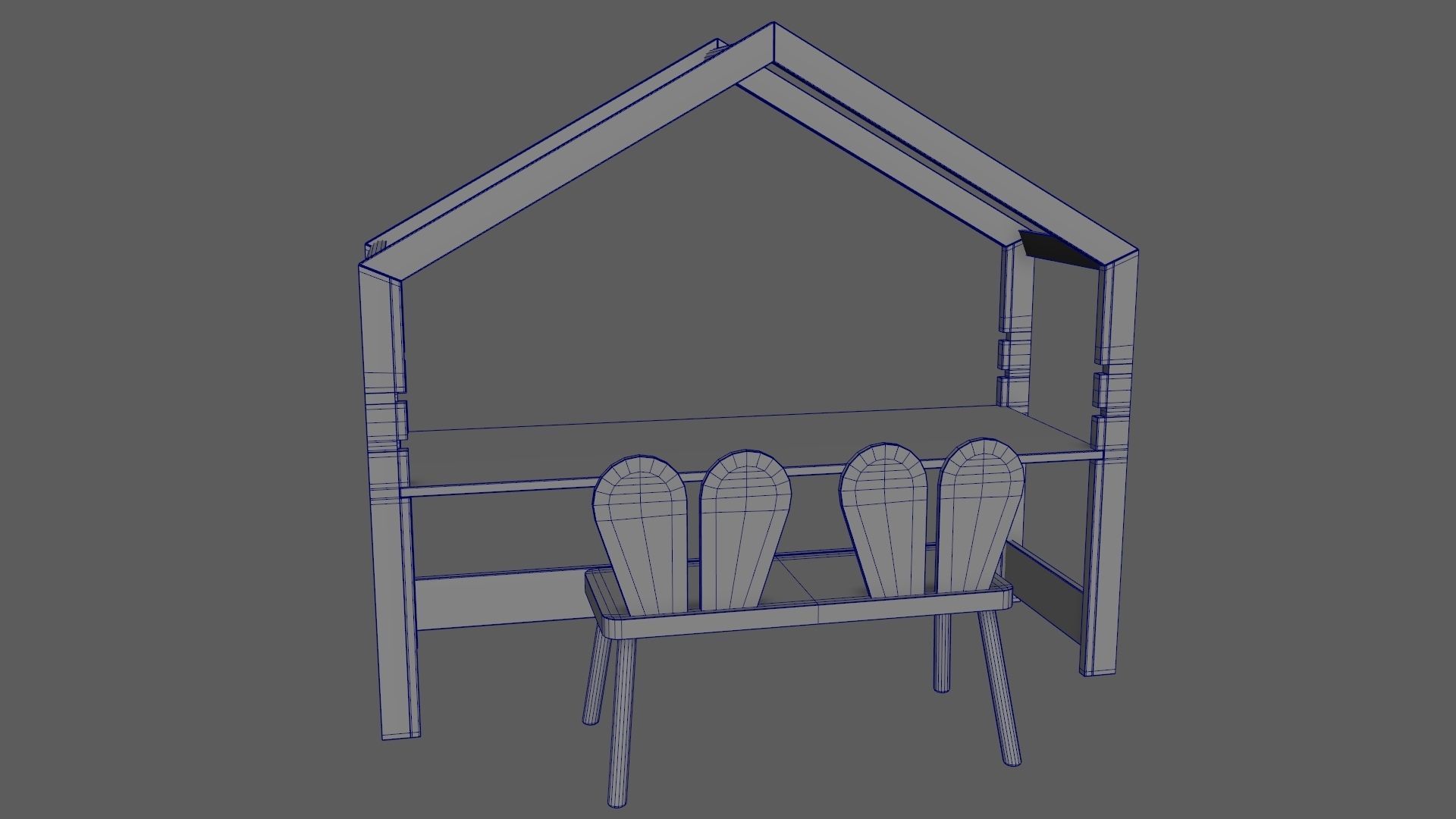 Kid Desk Chair Children Room Playing Room Equipment 3D model_9