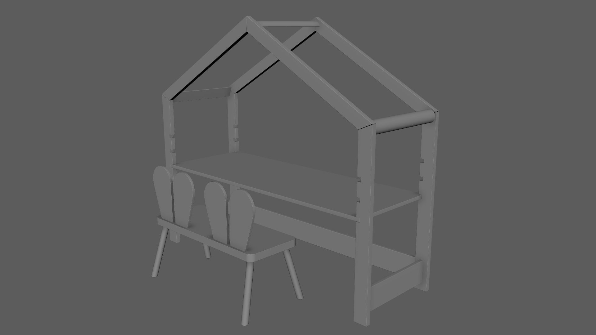 Kid Desk Chair Children Room Playing Room Equipment 3D model_6