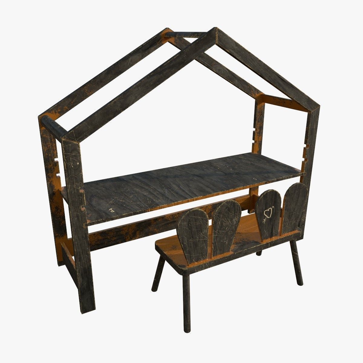 Kid Desk Chair Children Room Playing Room Equipment 3D model_21