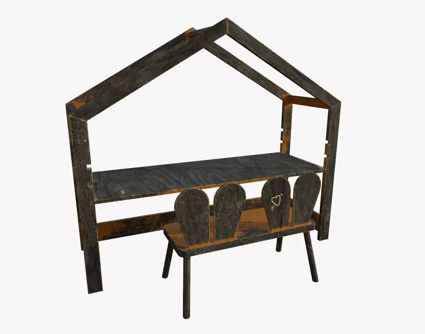 Kid Desk Chair Children Room Playing Room Equipment 3D model_0