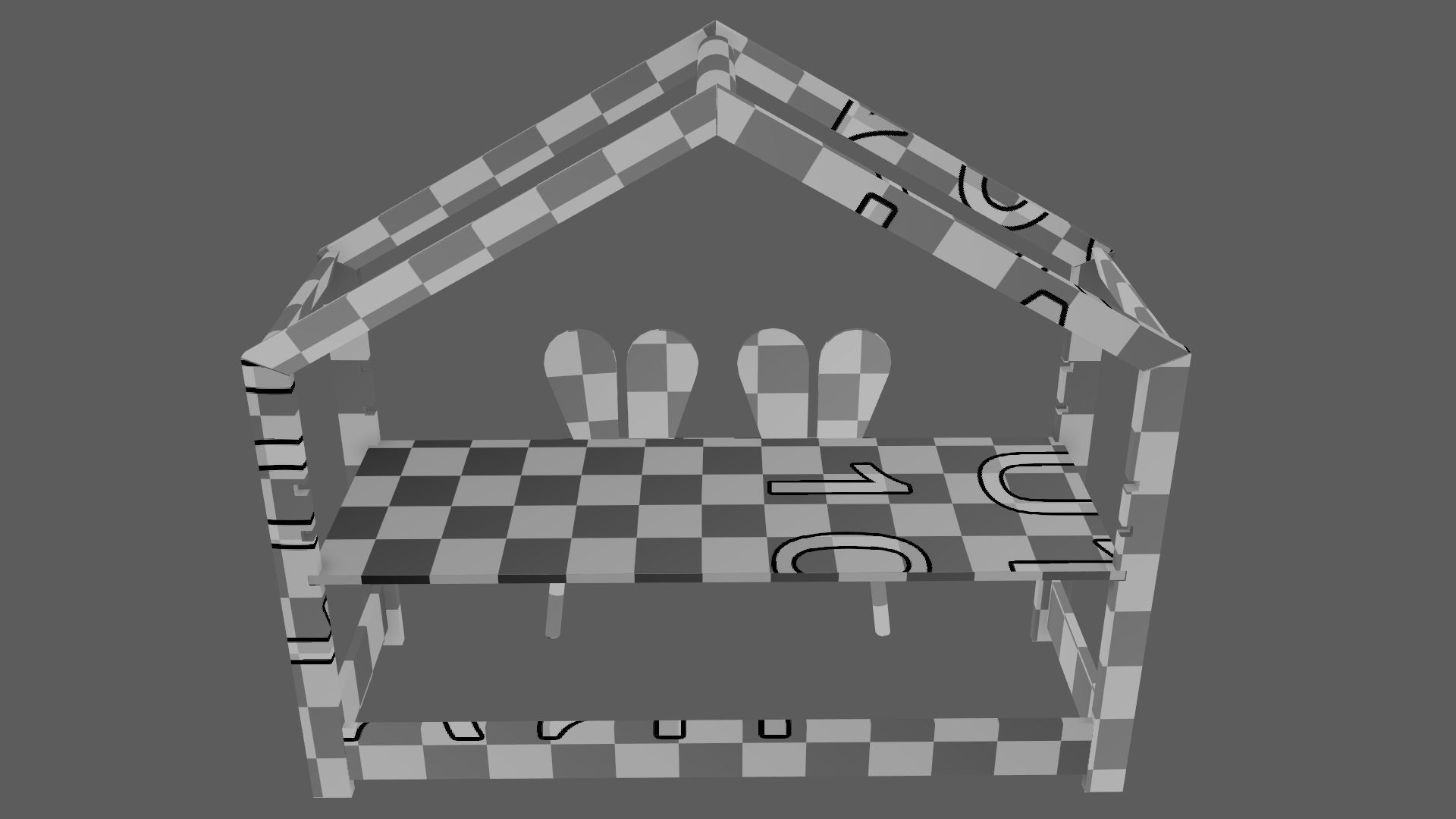 Kid Desk Chair Children Room Playing Room Equipment 3D model_20