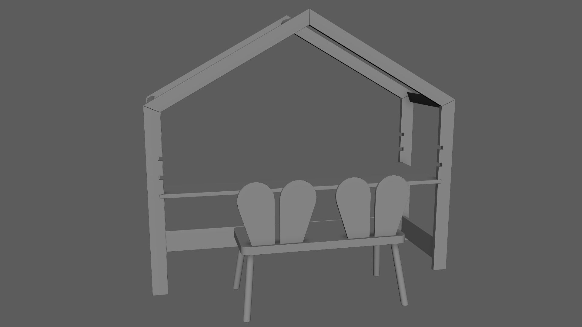 Kid Desk Chair Children Room Playing Room Equipment 3D model_5