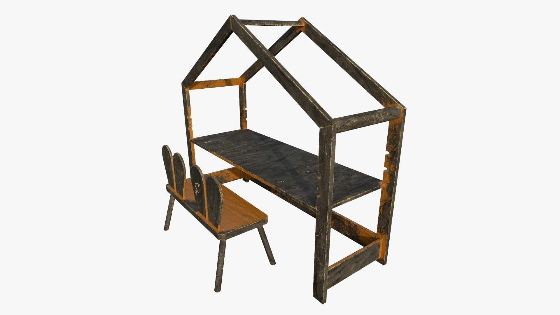 Kid Desk Chair Children Room Playing Room Equipment 3D model_2