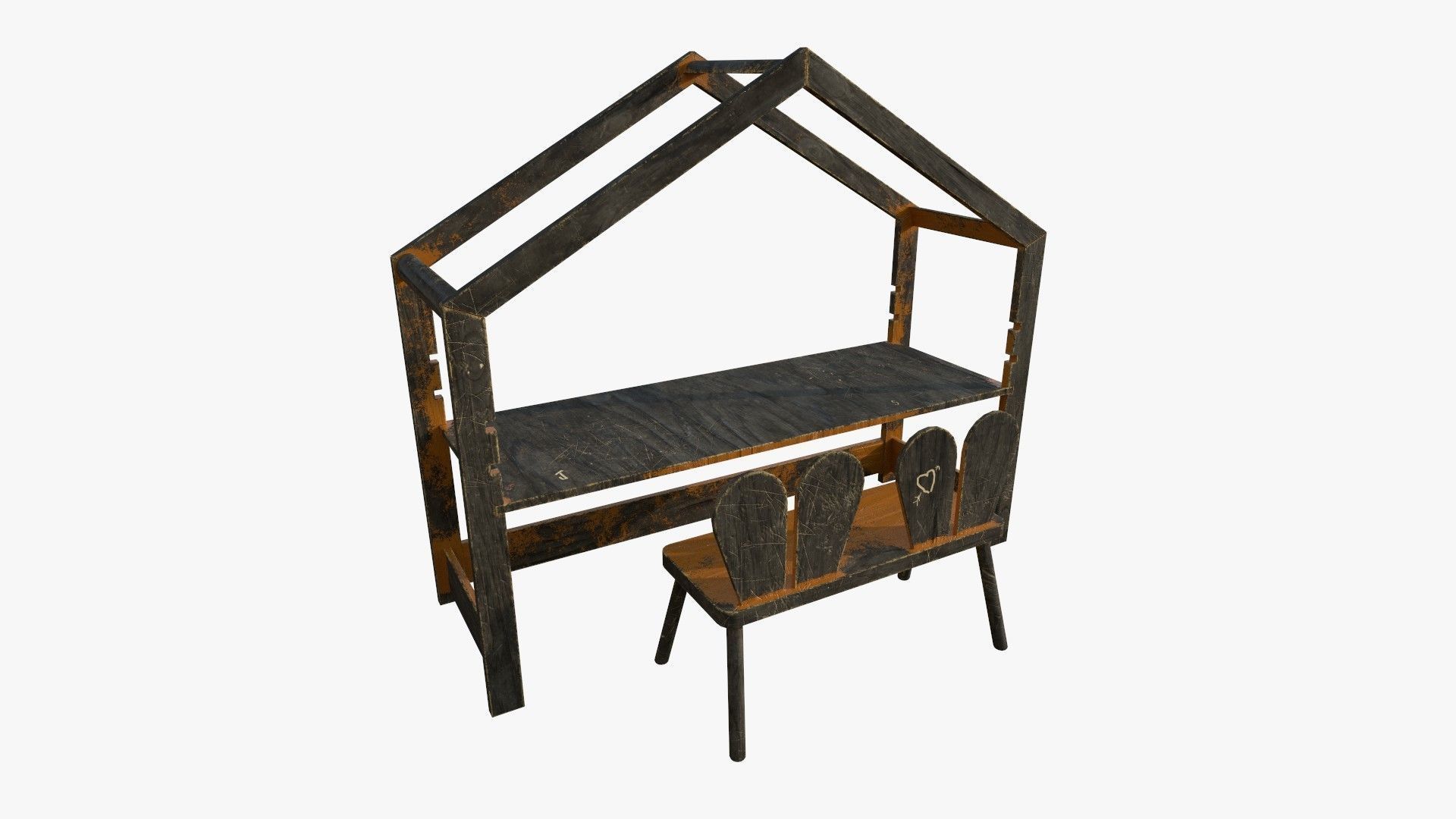 Kid Desk Chair Children Room Playing Room Equipment 3D model_1