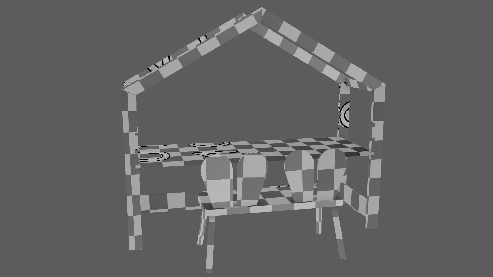 Kid Desk Chair Children Room Playing Room Equipment 3D model_17