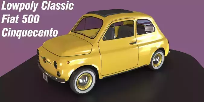 Game-ready lowpoly Classic Fiat 500 micro-car Low-poly 3D model