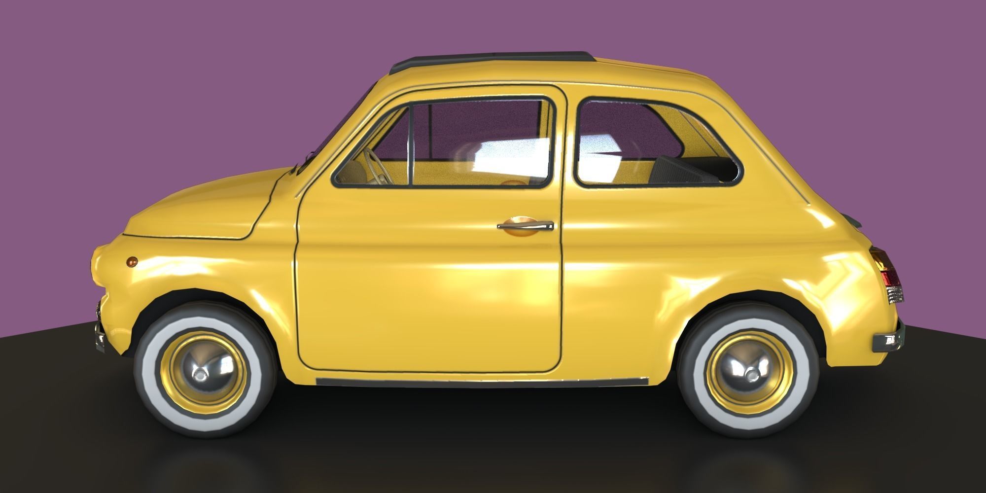 Game-ready lowpoly Classic Fiat 500 micro-car Low-poly 3D model_2