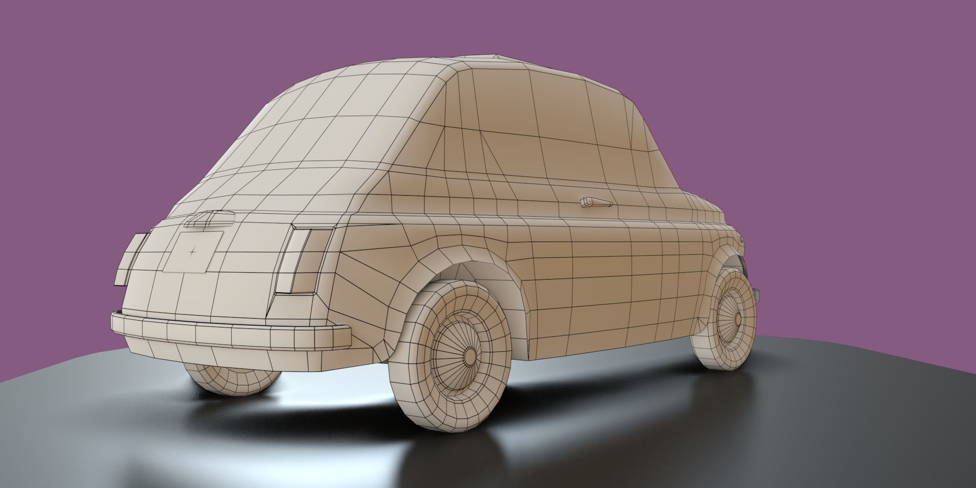 Game-ready lowpoly Classic Fiat 500 micro-car Low-poly 3D model_7