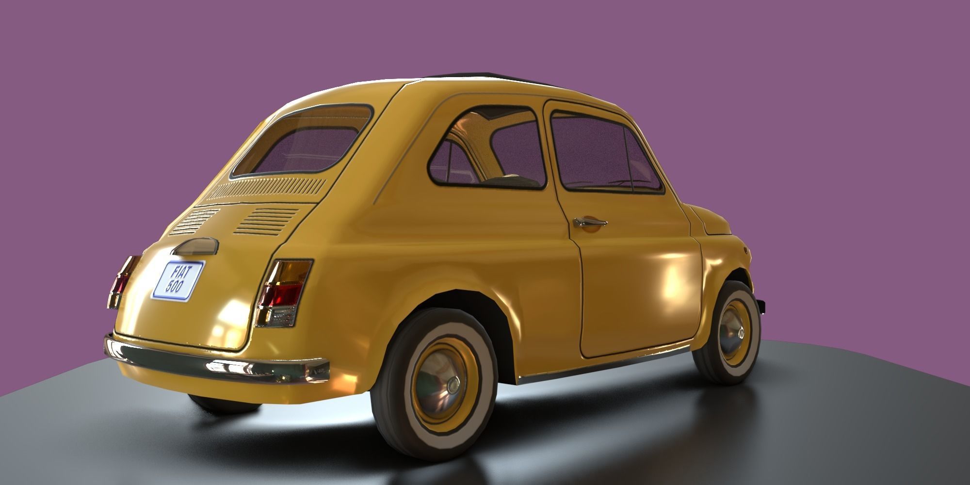 Game-ready lowpoly Classic Fiat 500 micro-car Low-poly 3D model_3