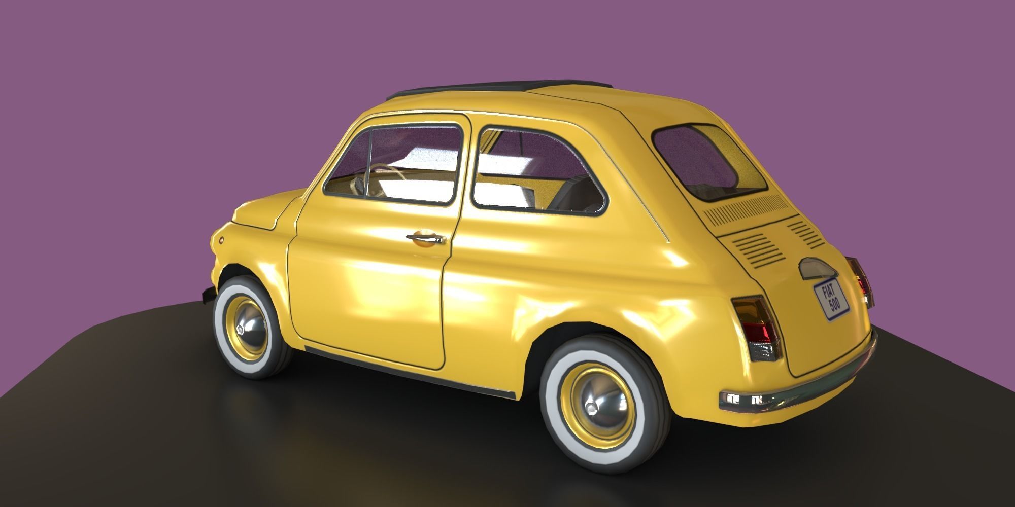 Game-ready lowpoly Classic Fiat 500 micro-car Low-poly 3D model_4
