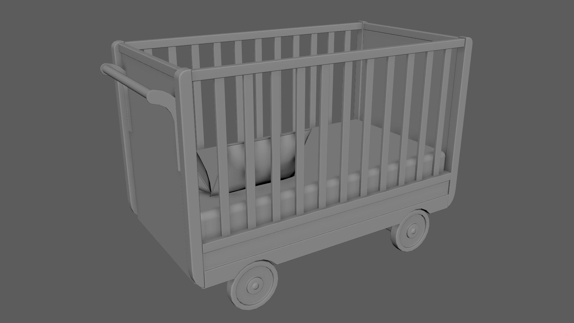 Baby Bed Baby Room Trundle Bed Bedstead 3D model_7