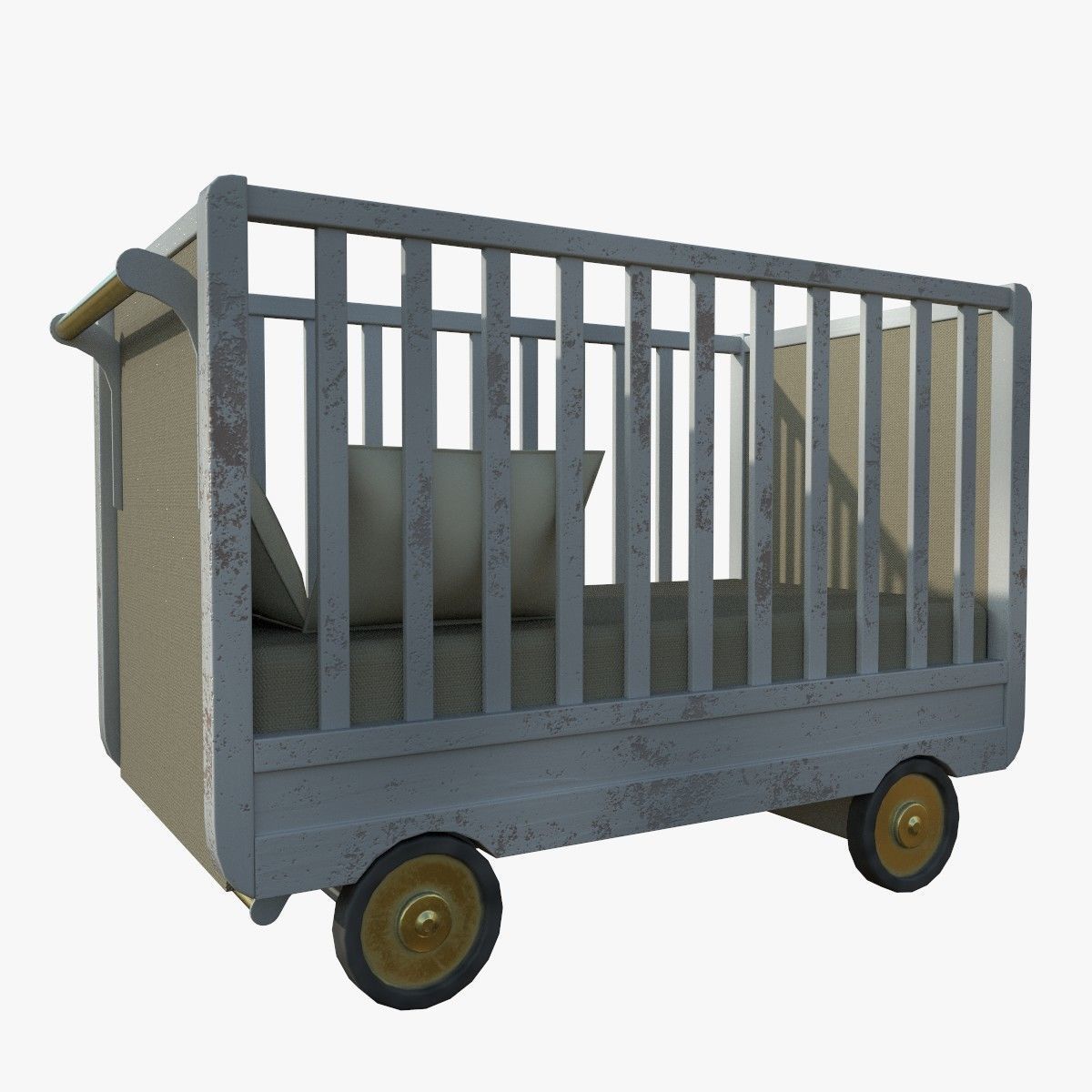 Baby Bed Baby Room Trundle Bed Bedstead 3D model_22