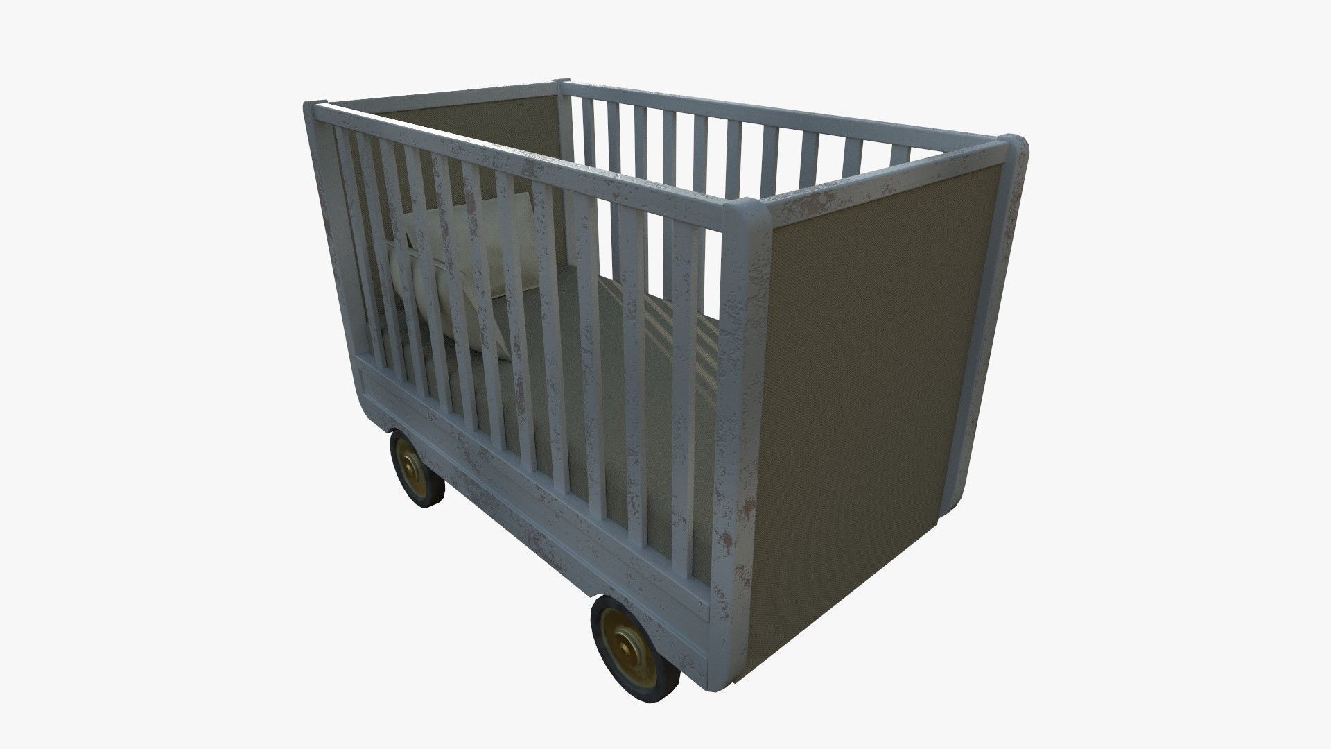 Baby Bed Baby Room Trundle Bed Bedstead 3D model_2