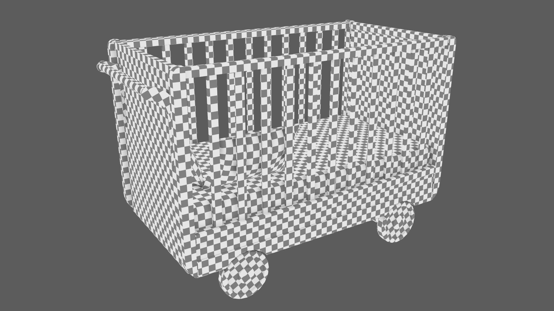 Baby Bed Baby Room Trundle Bed Bedstead 3D model_19