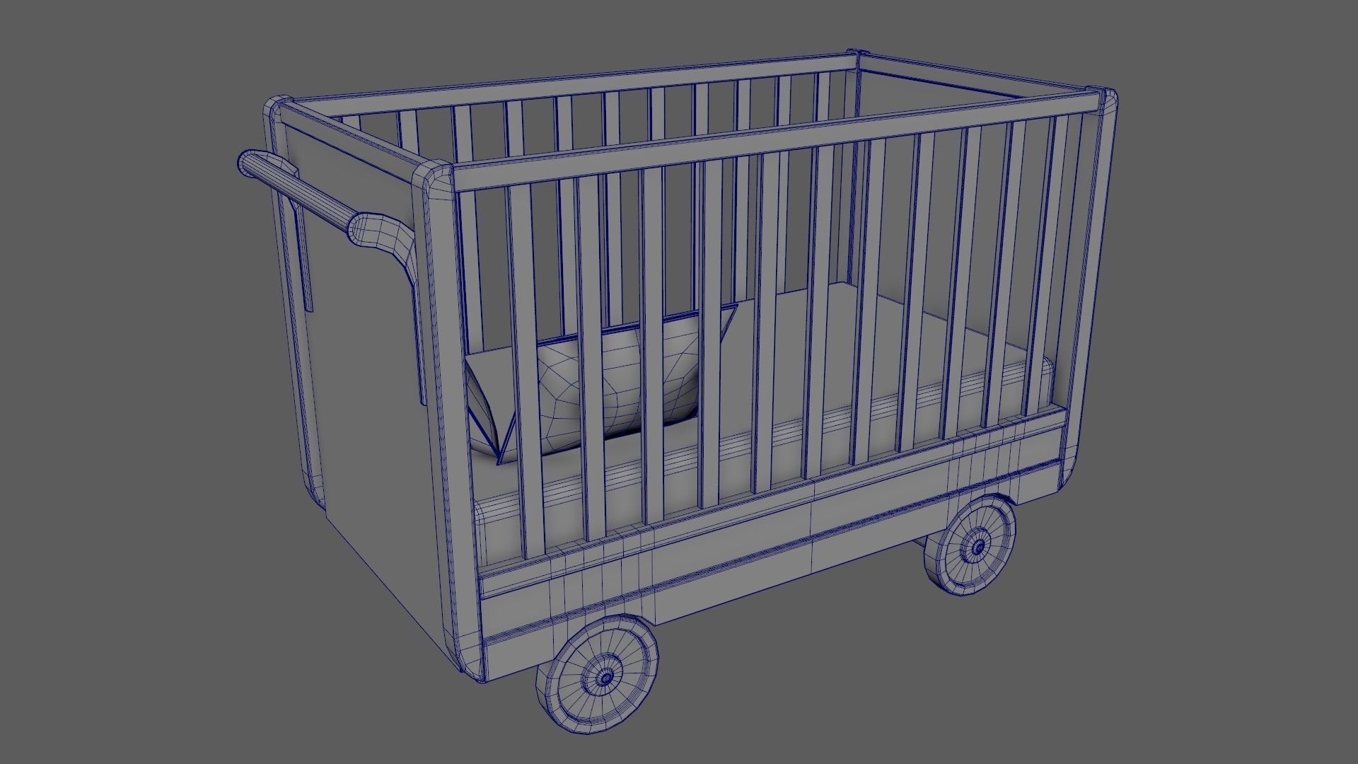 Baby Bed Baby Room Trundle Bed Bedstead 3D model_11