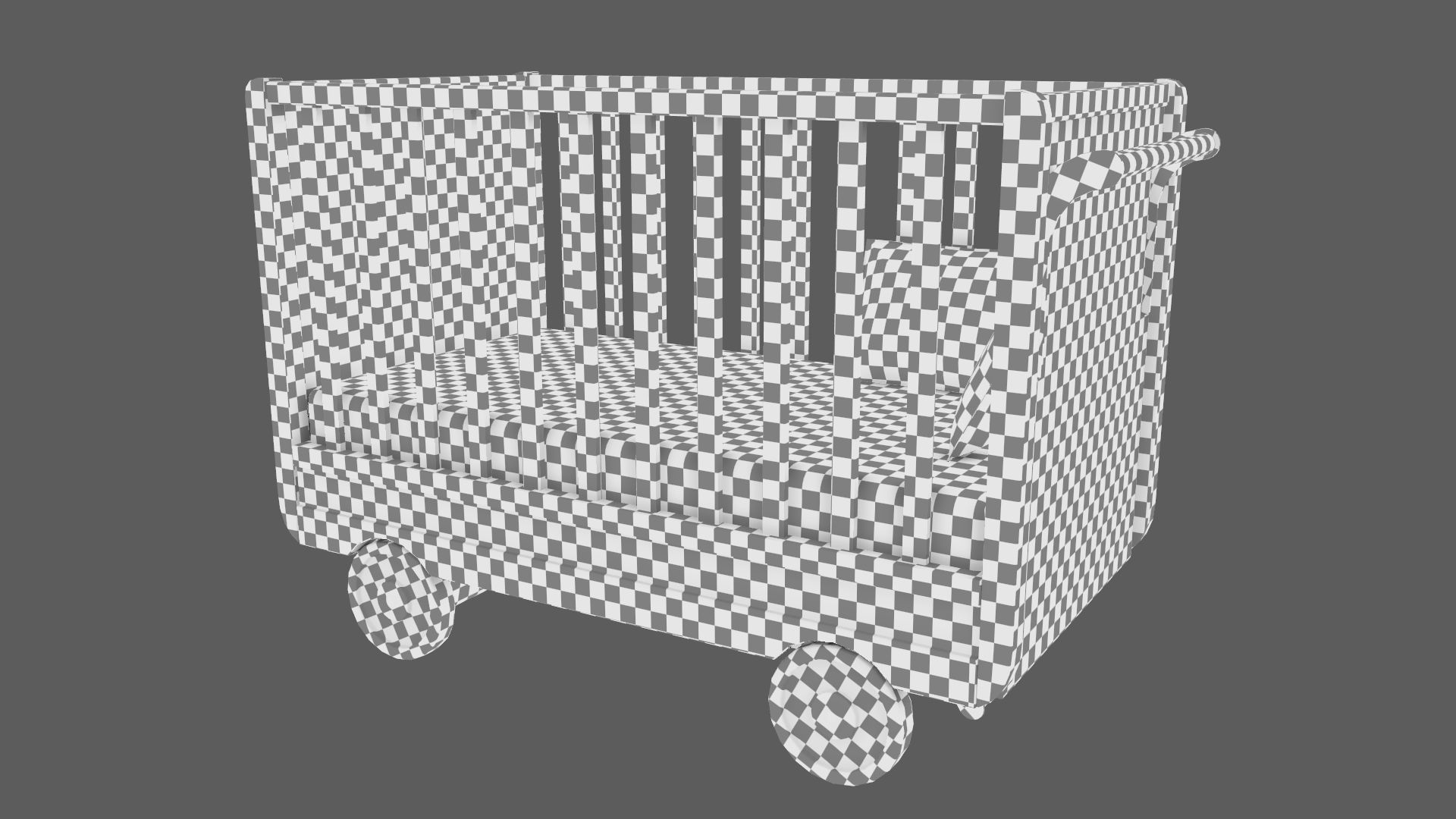 Baby Bed Baby Room Trundle Bed Bedstead 3D model_17