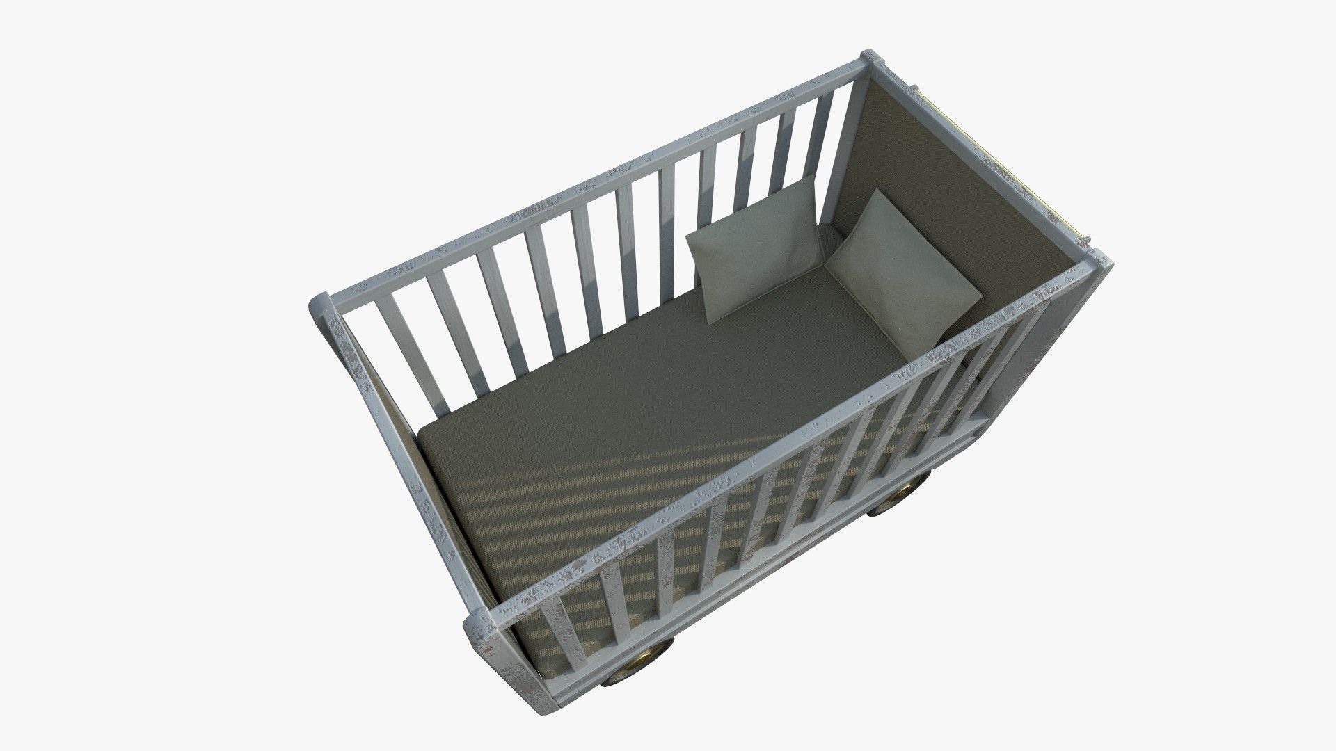 Baby Bed Baby Room Trundle Bed Bedstead 3D model_3