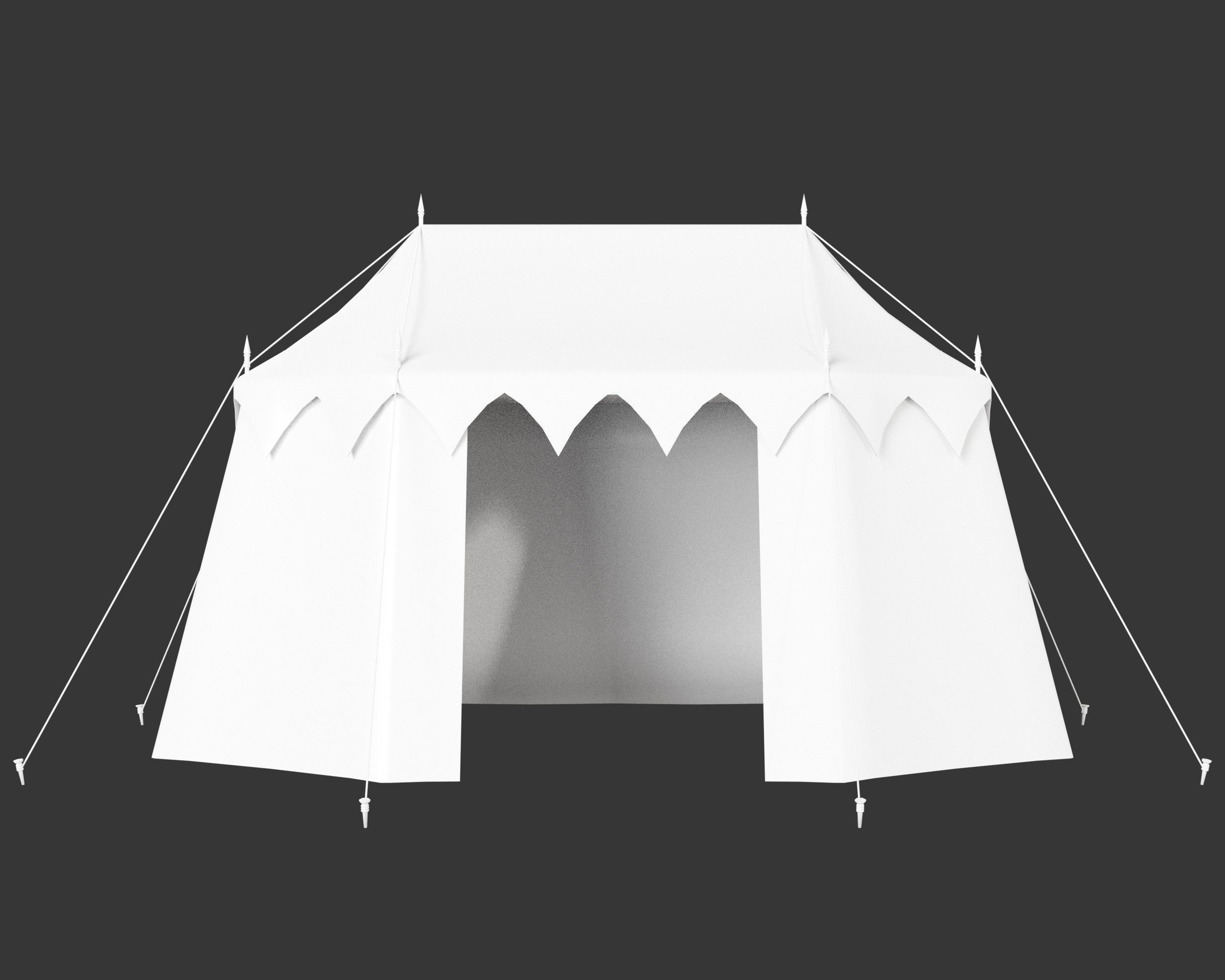 Medieval Noble Camp Tent Large Low-poly 3D model_4