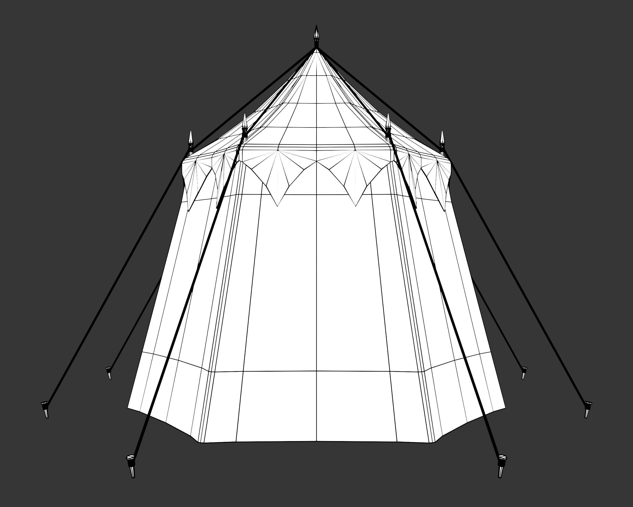 Medieval Noble Camp Tent Large Low-poly 3D model_8