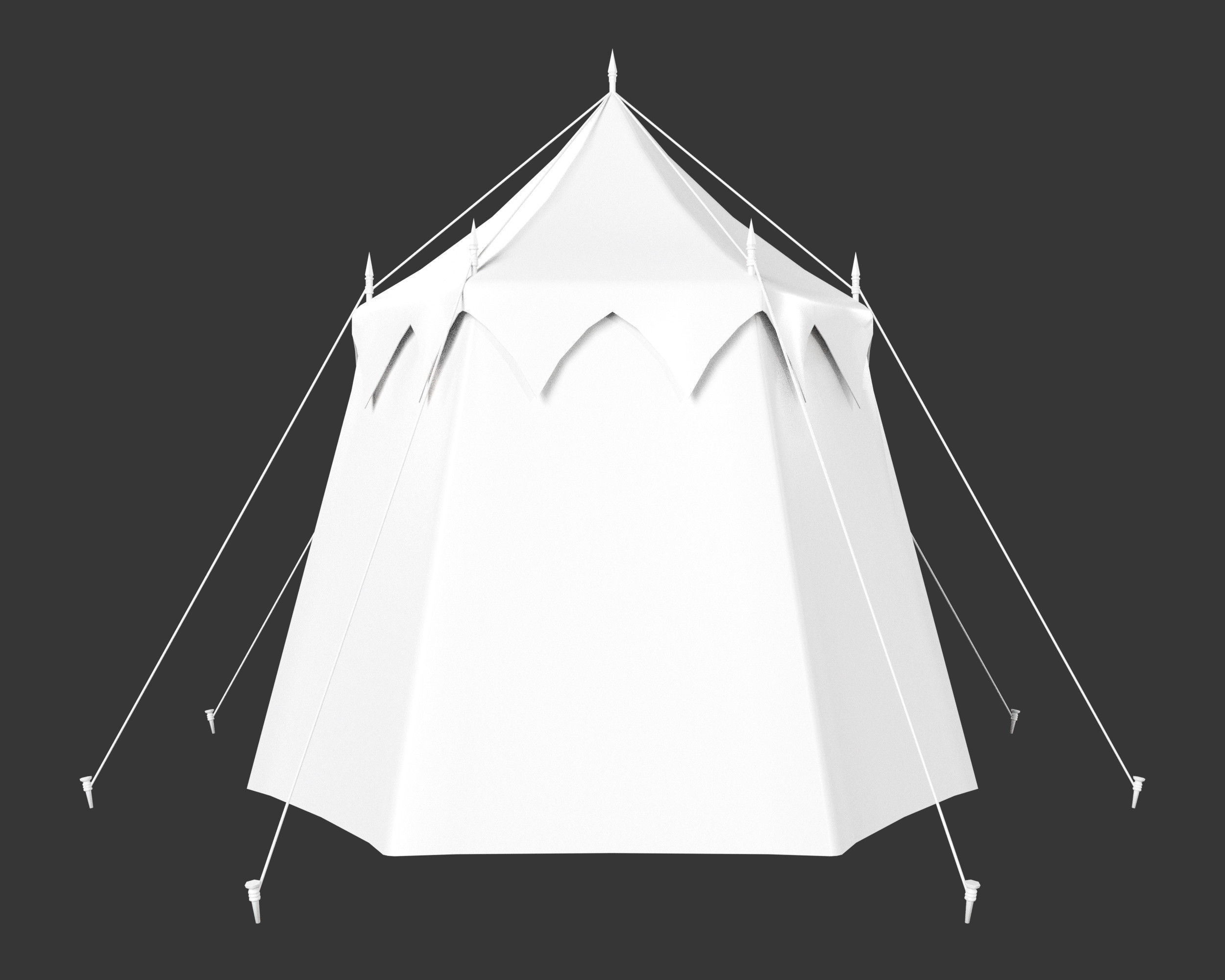 Medieval Noble Camp Tent Large Low-poly 3D model_7