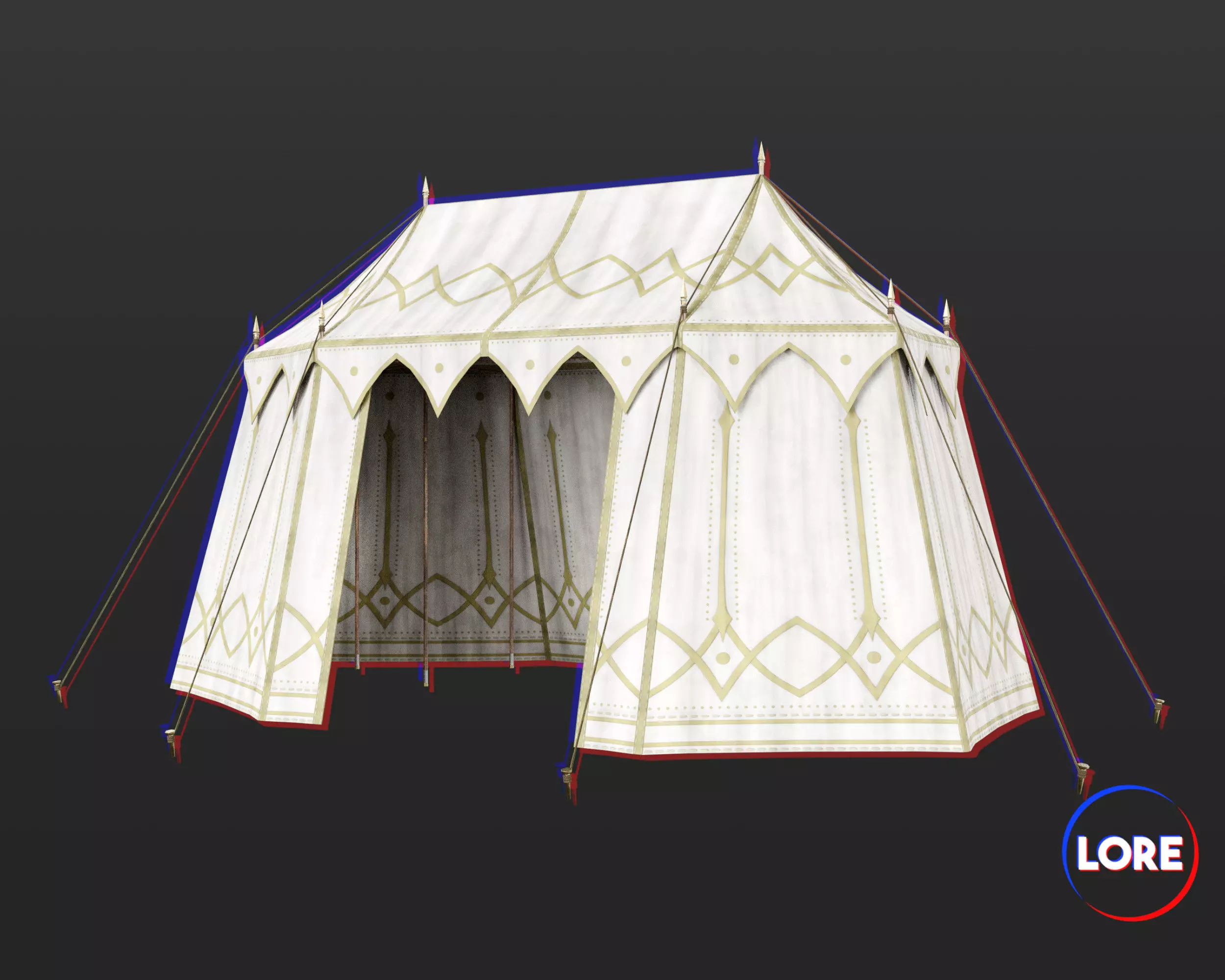 Medieval Noble Camp Tent Large Low-poly 3D model_0