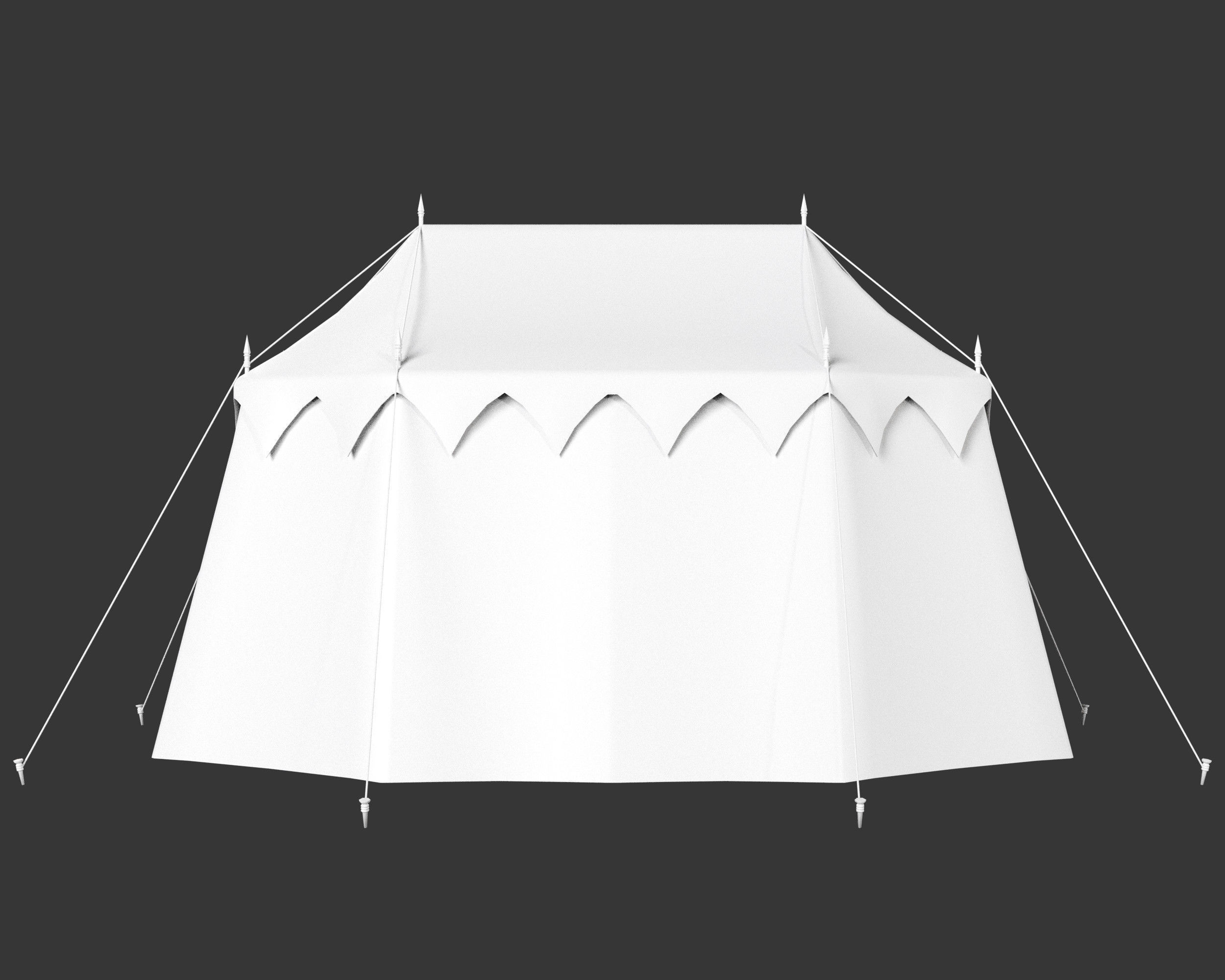 Medieval Noble Camp Tent Large Low-poly 3D model_10