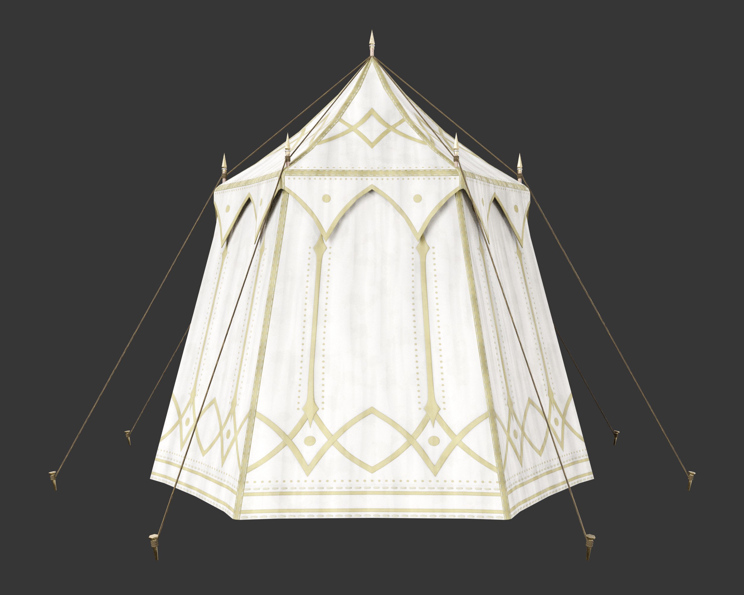 Medieval Noble Camp Tent Large Low-poly 3D model_6