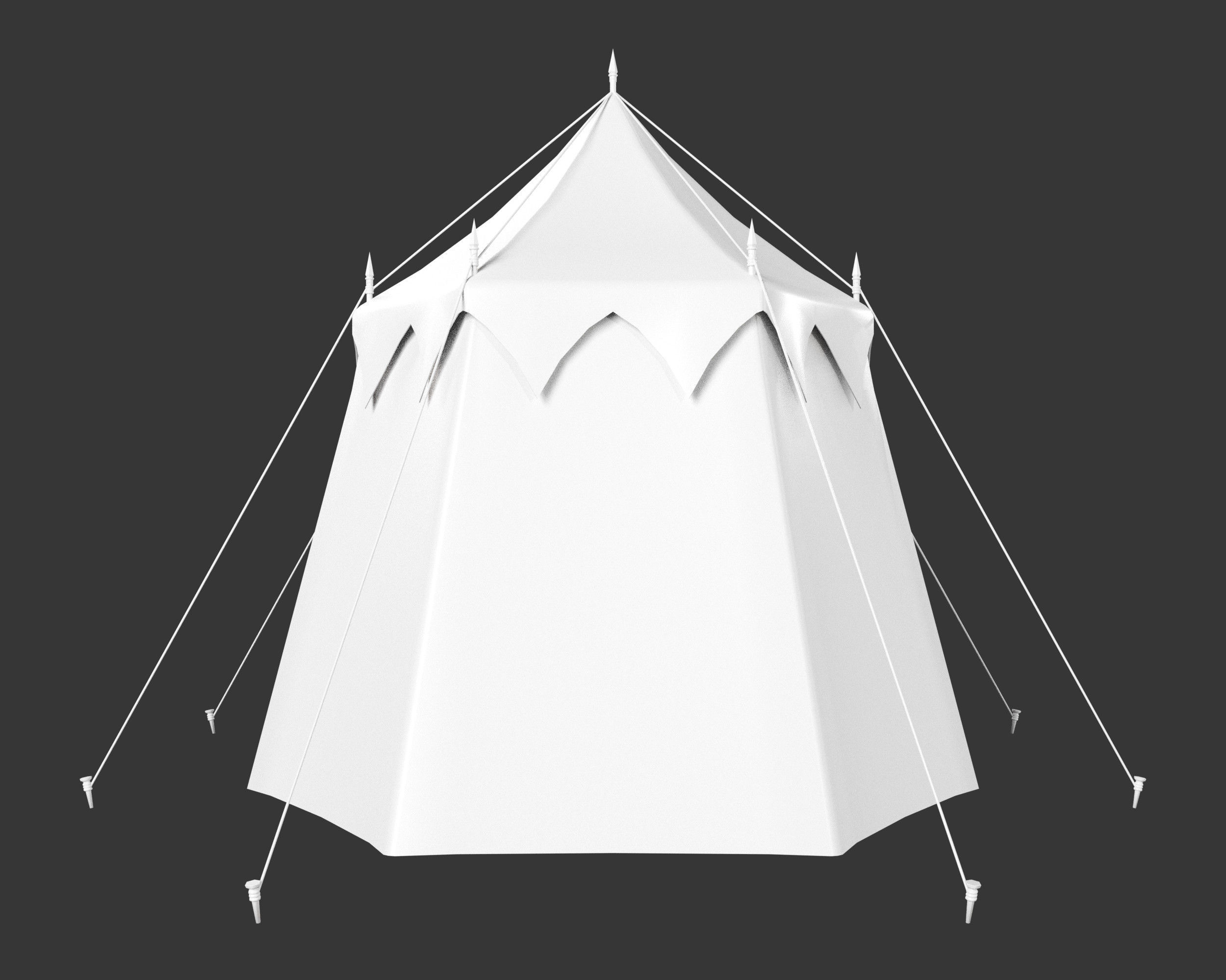 Medieval Noble Camp Tent Large Low-poly 3D model_13