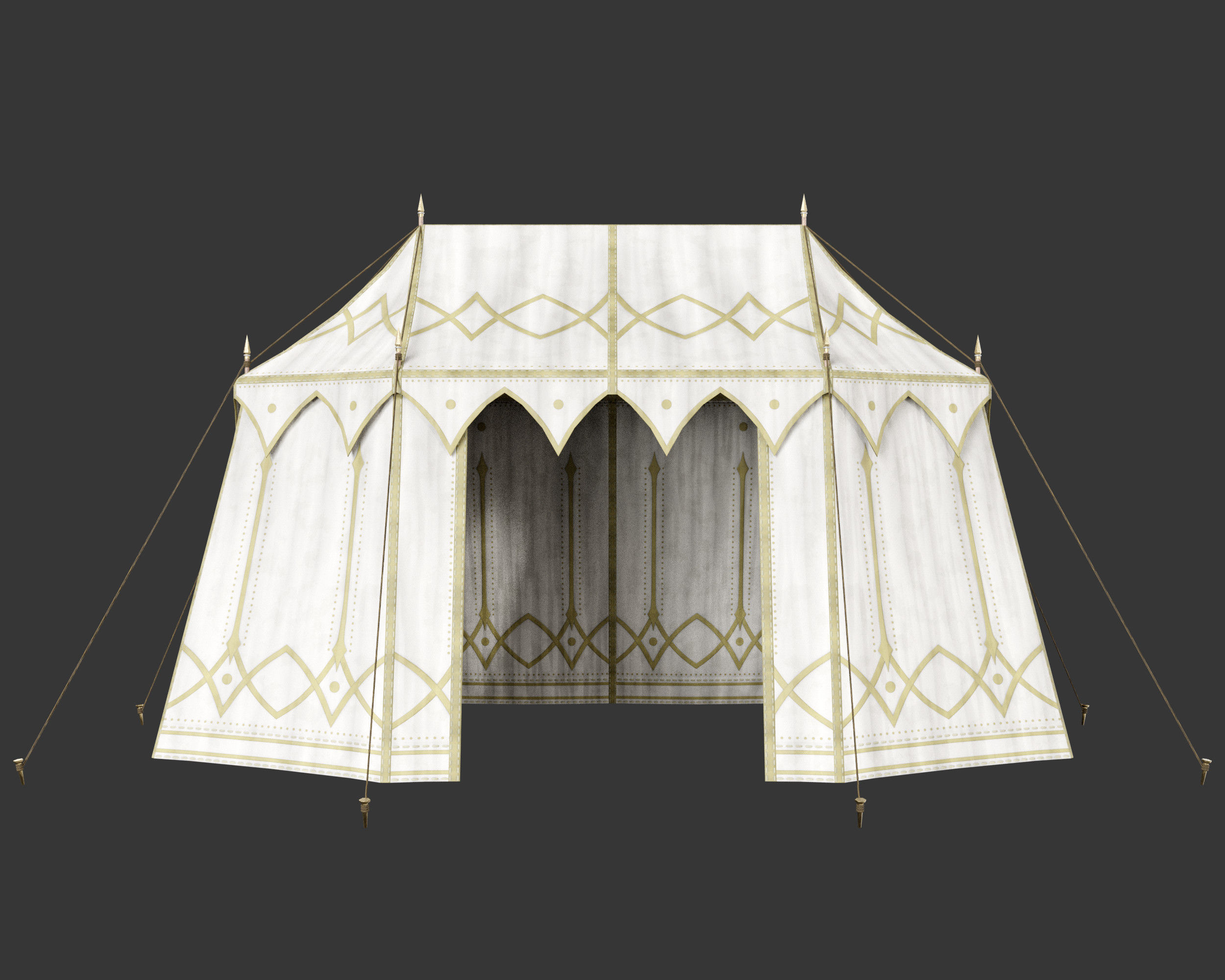 Medieval Noble Camp Tent Large Low-poly 3D model_3