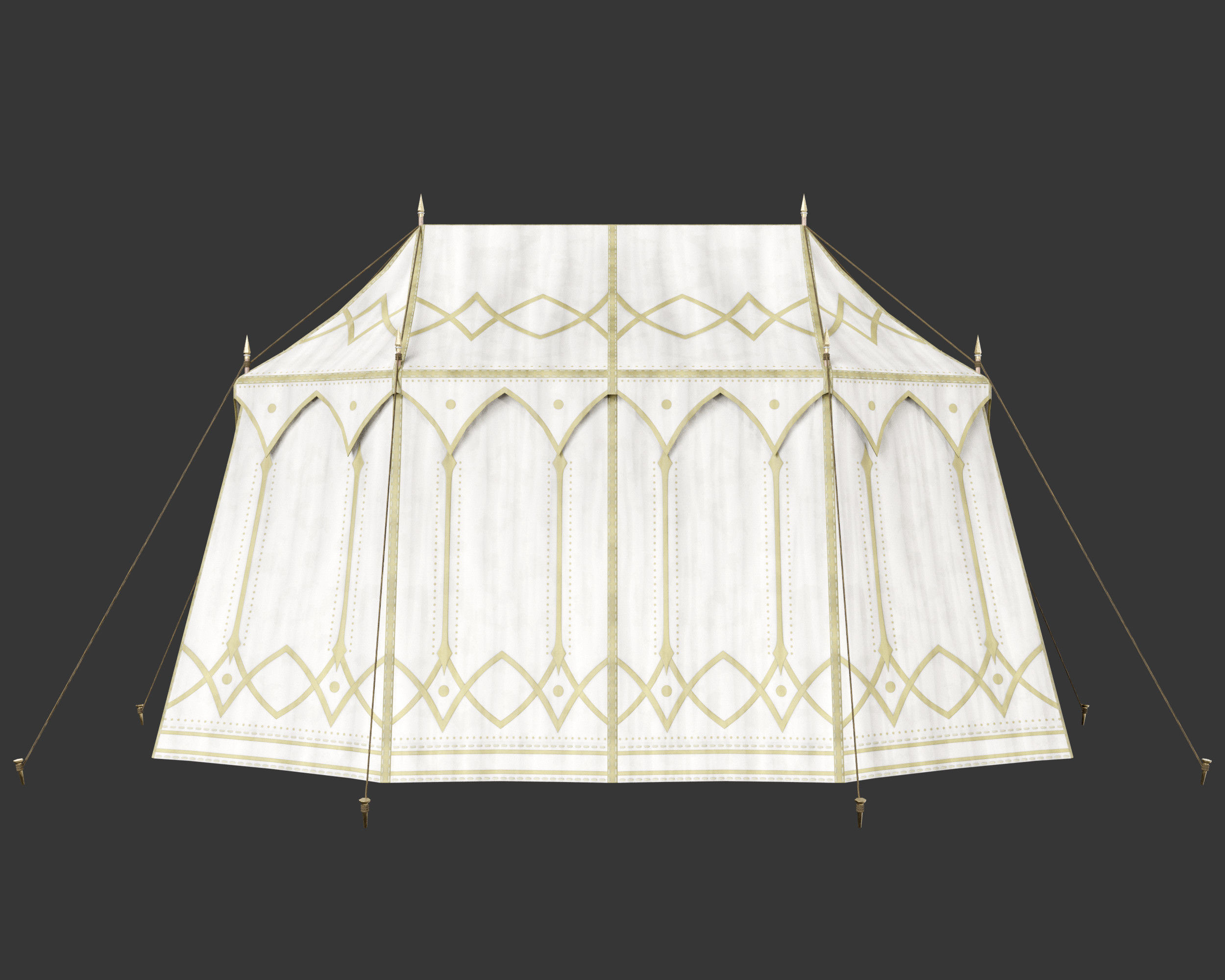 Medieval Noble Camp Tent Large Low-poly 3D model_9