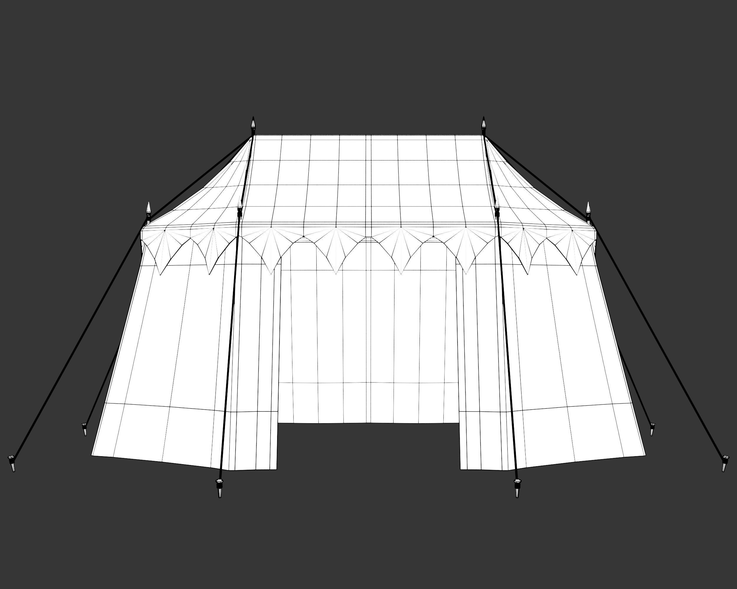 Medieval Noble Camp Tent Large Low-poly 3D model_5