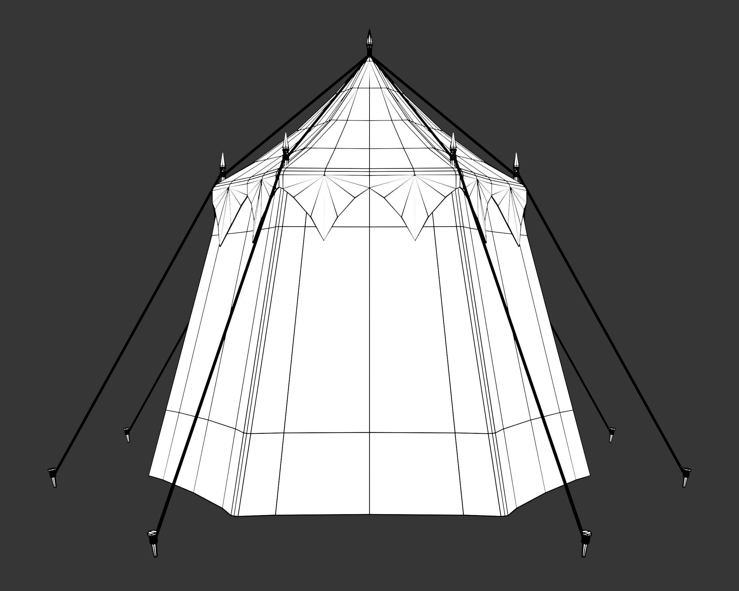 Medieval Noble Camp Tent Large Low-poly 3D model_14