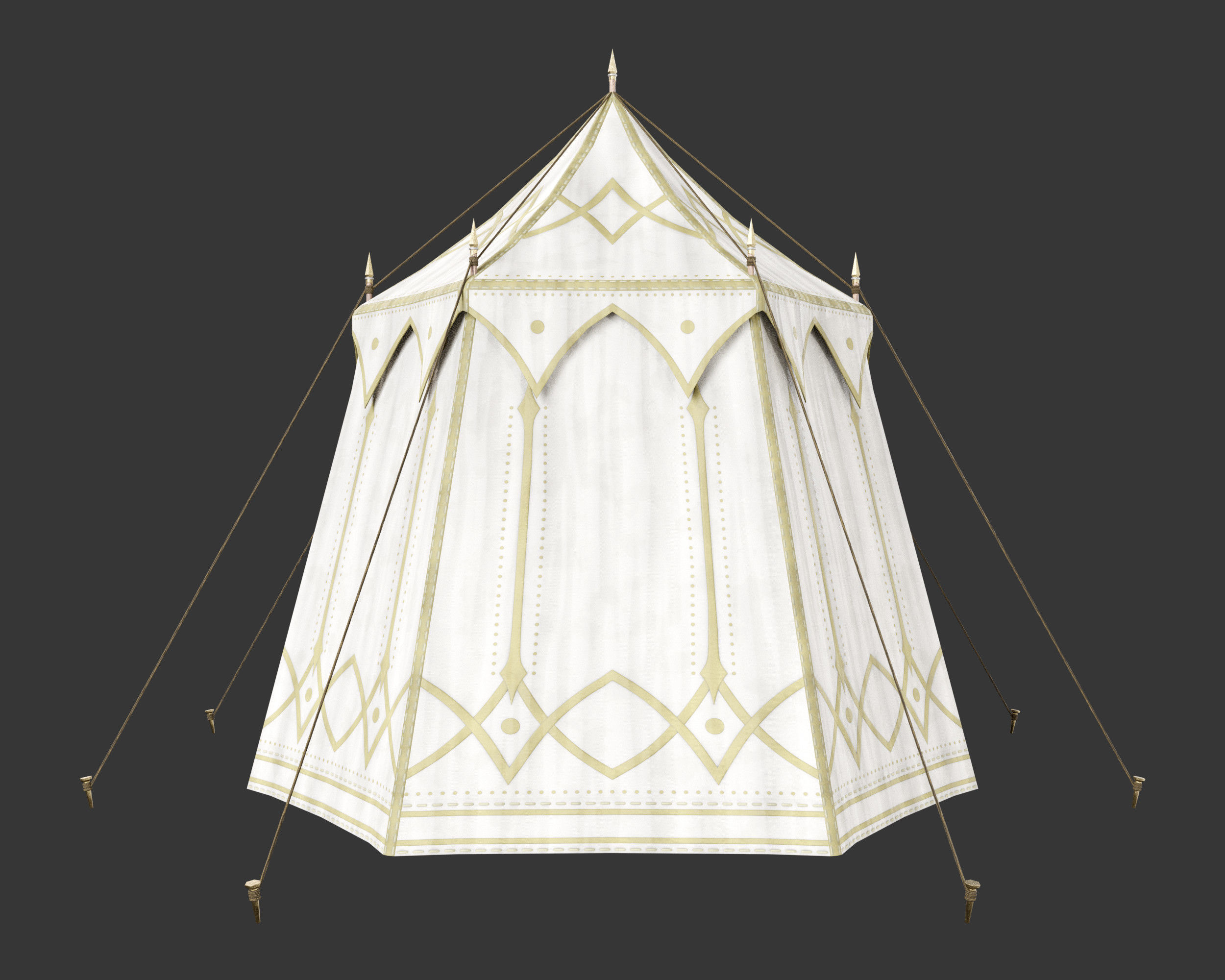 Medieval Noble Camp Tent Large Low-poly 3D model_12