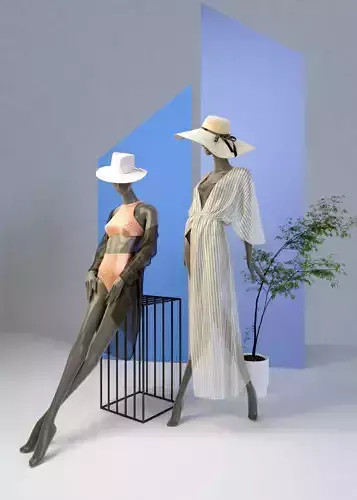 Summer Shop front with female mannequin