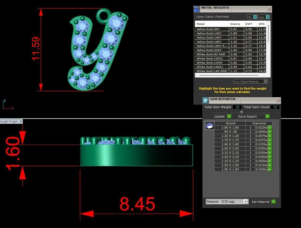 Alphabet Andala Diamond Letters Pendant Y 3D print model_9