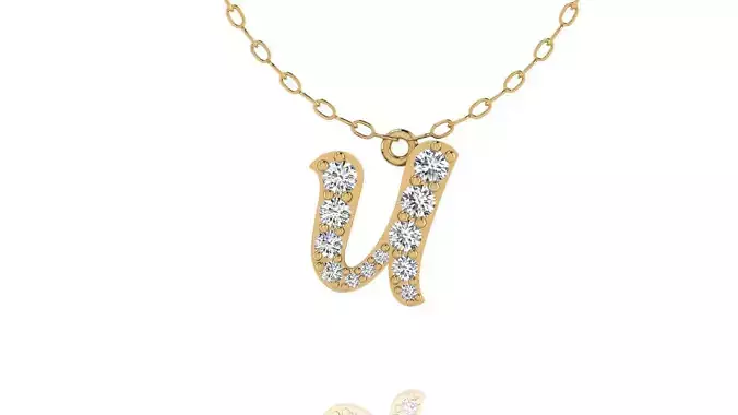 Alphabet Andala Diamond Letters Pendant U 3D print model