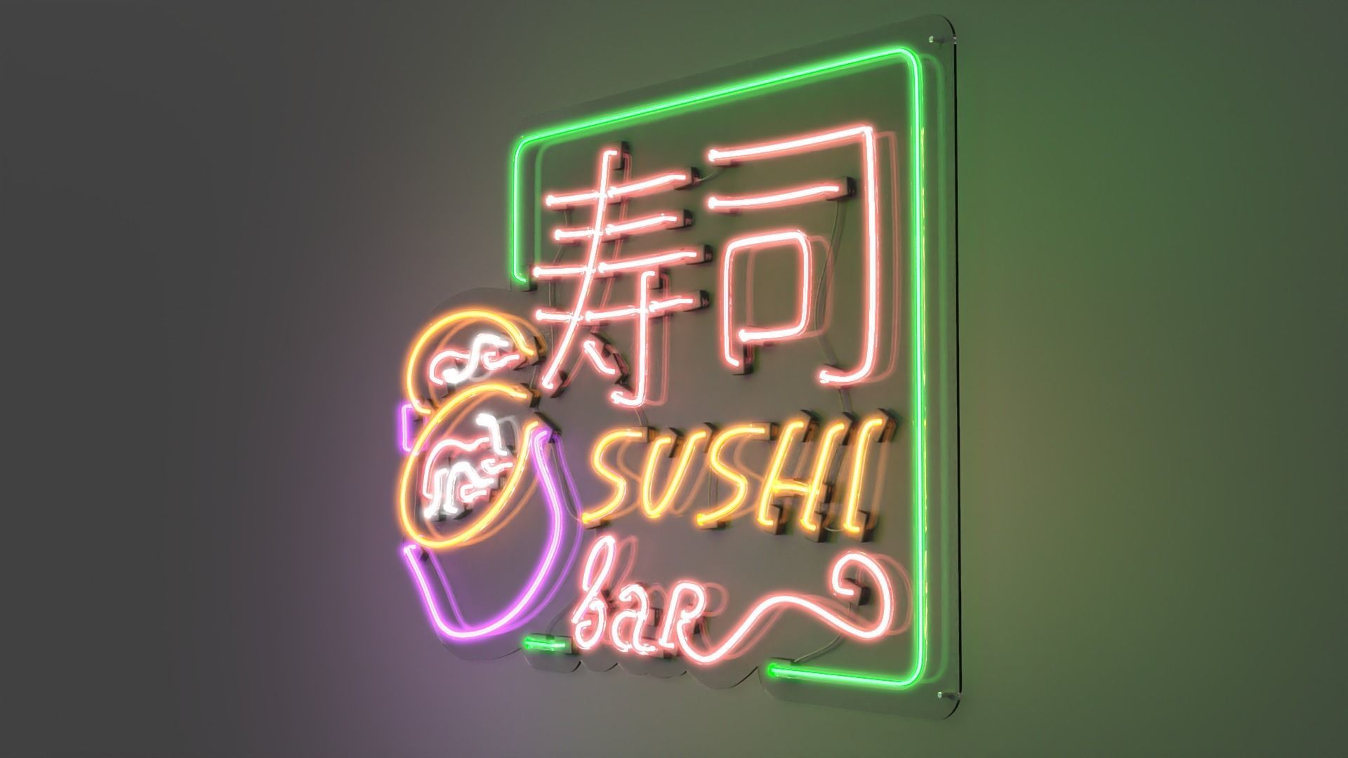 Sushi 2 - Neon Sign 3D model_3
