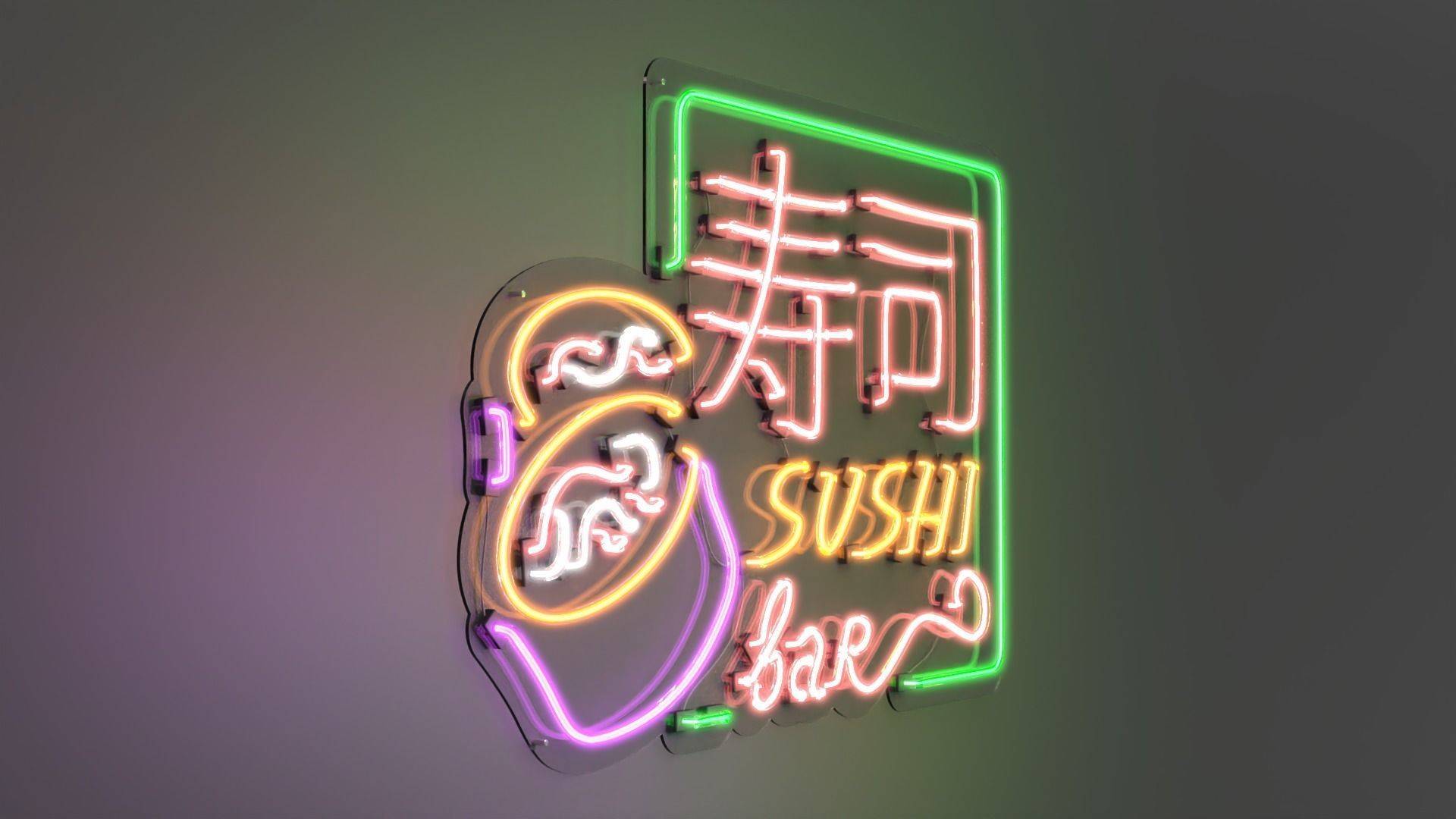 Sushi 2 - Neon Sign 3D model_4