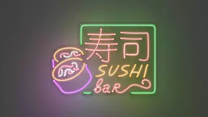 Sushi 2 - Neon Sign 3D model