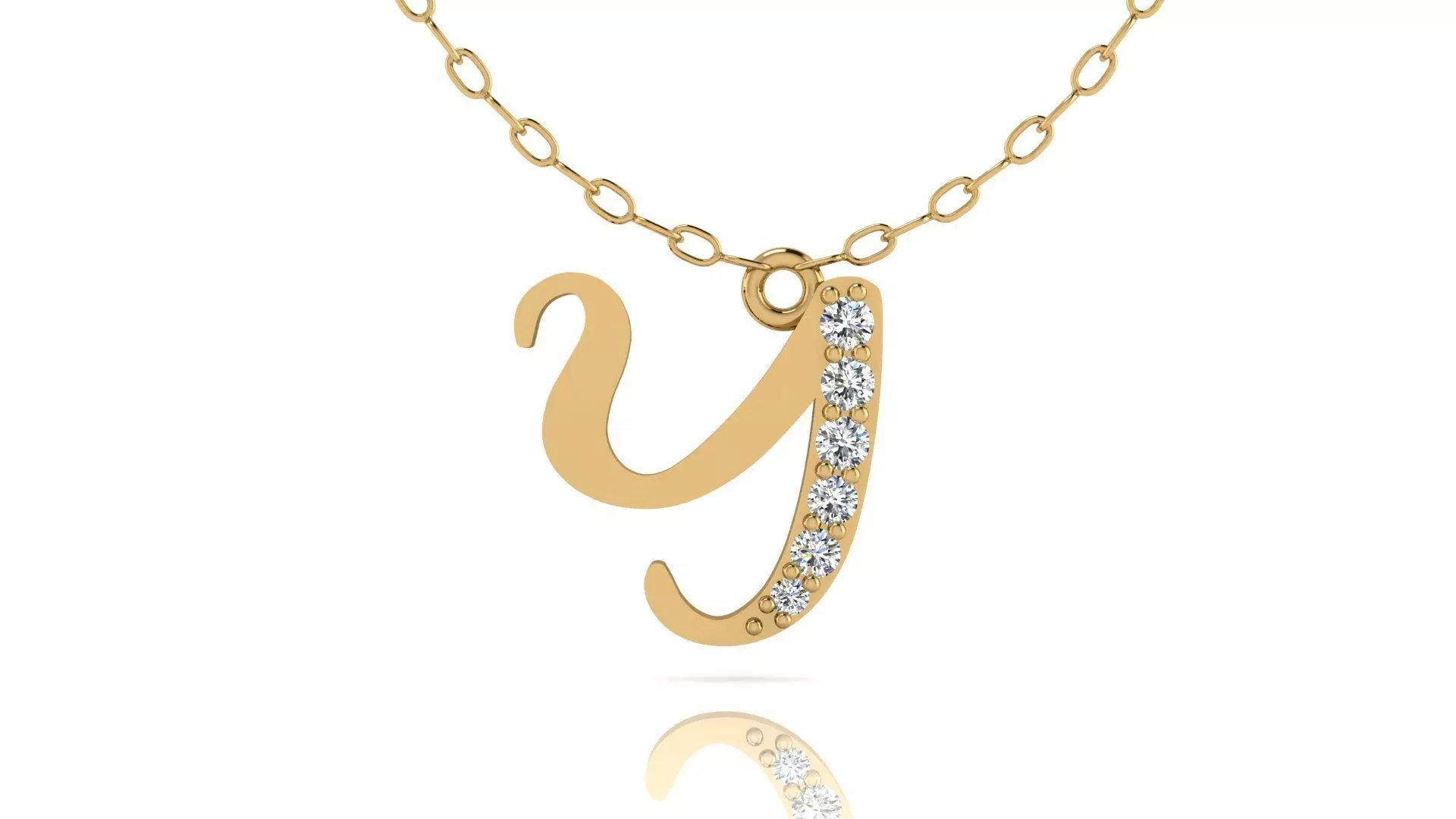 Alphabet Chicago Diamond Pendant Y 3D print model_0