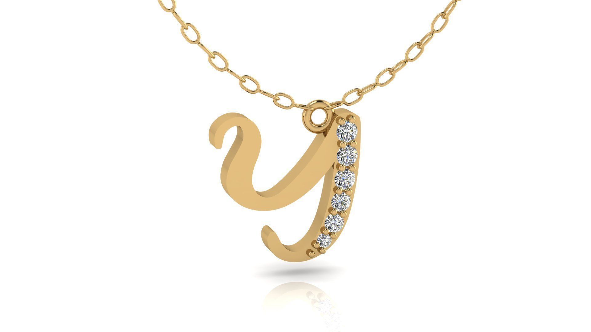 Alphabet Chicago Diamond Pendant Y 3D print model_17
