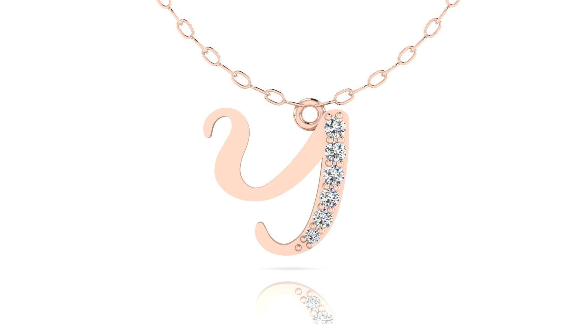 Alphabet Chicago Diamond Pendant Y 3D print model_3