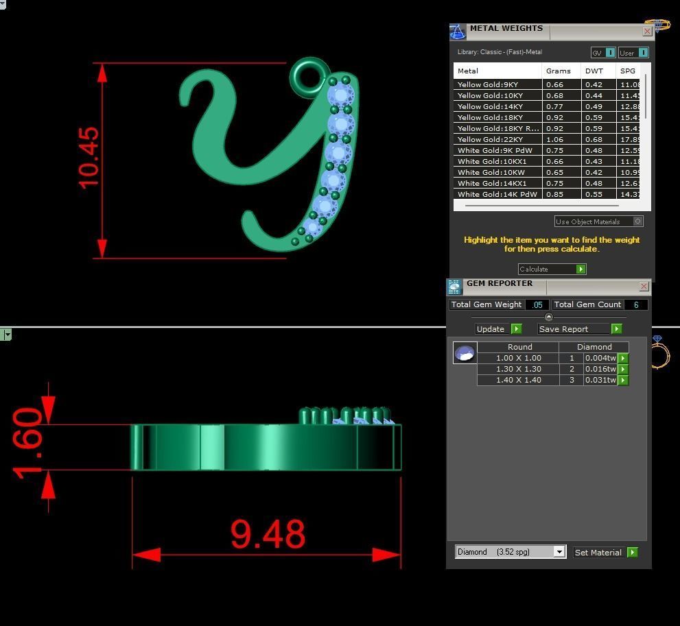 Alphabet Chicago Diamond Pendant Y 3D print model_2